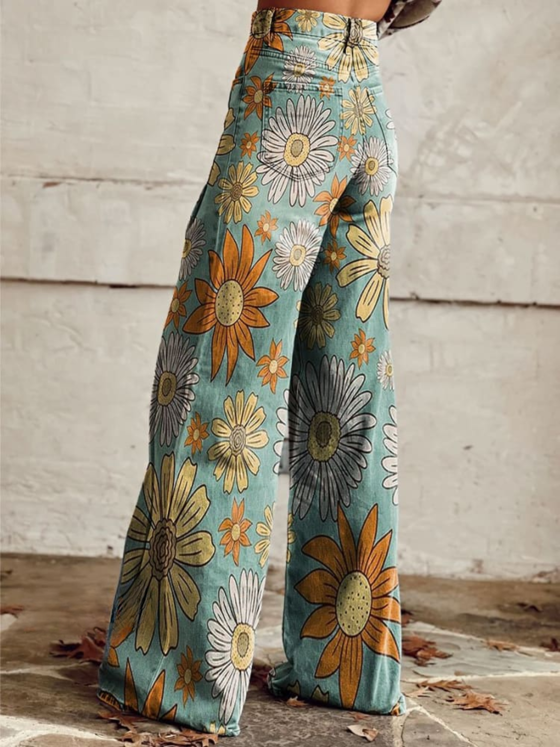 Vintage Flared Trousers in Sunlit Meadow