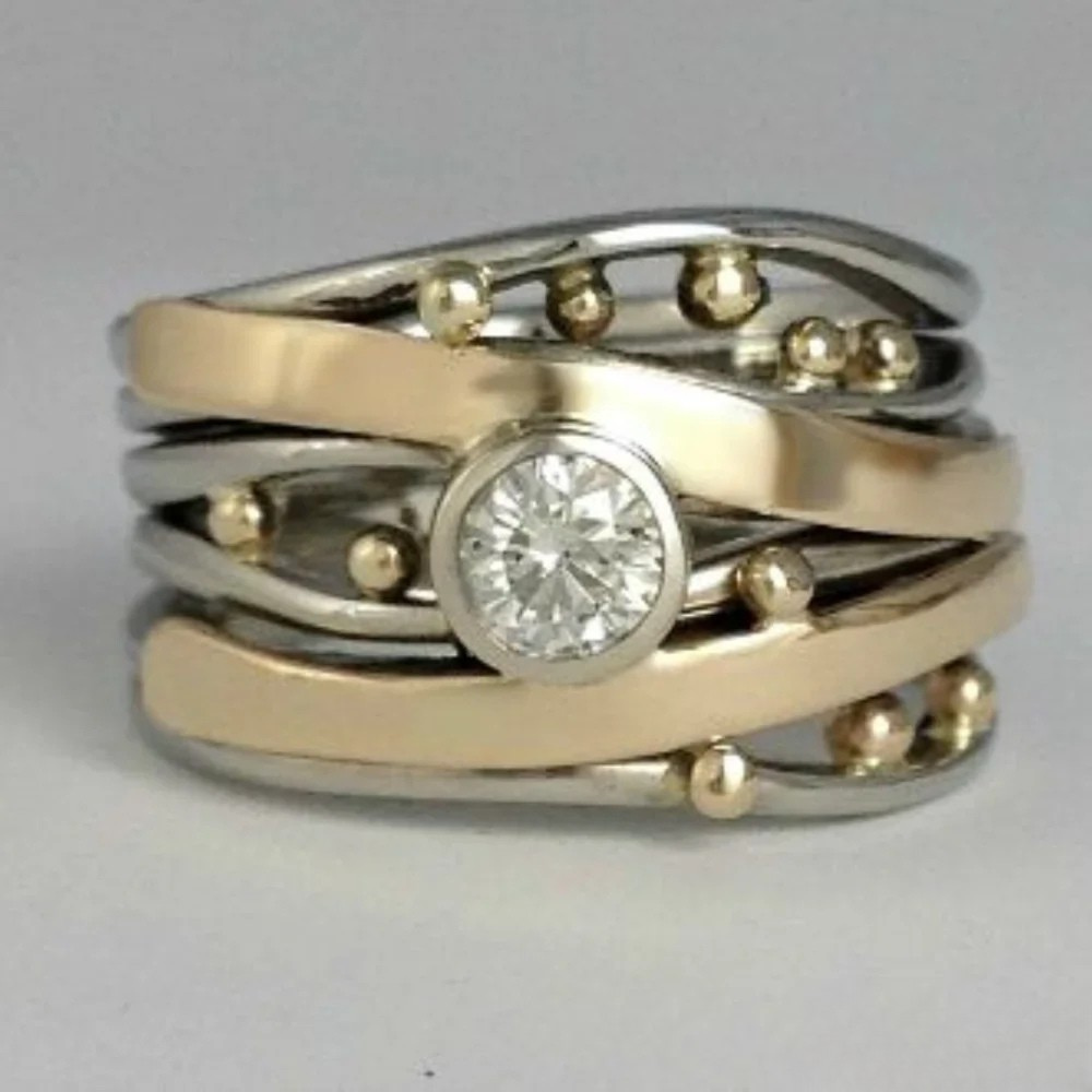 Timeless Gold Inlaid Zirconia Ring