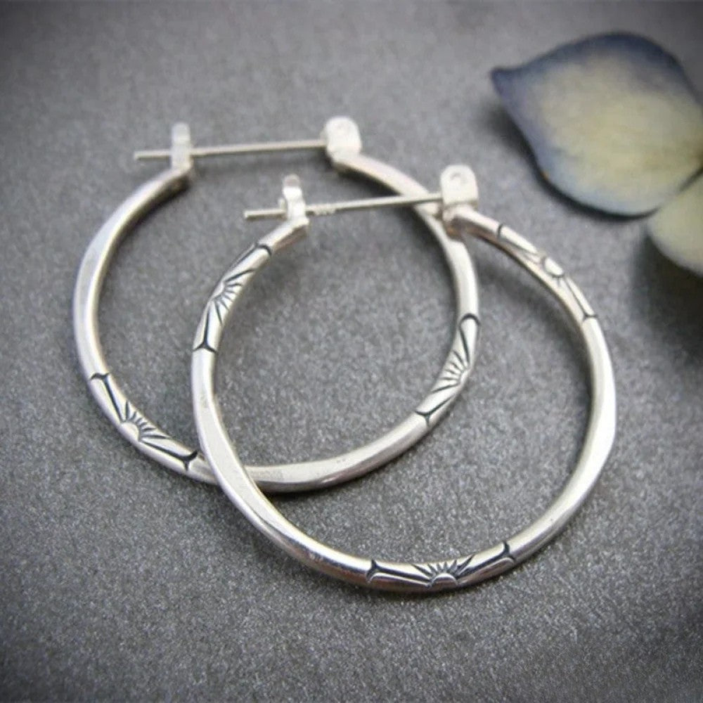 Vintage-Inspired Silver Hoop Earrings