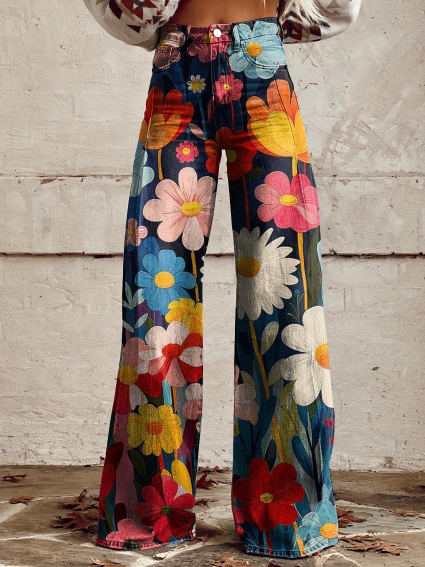 Bloomscape Retro Wide-Leg Pants