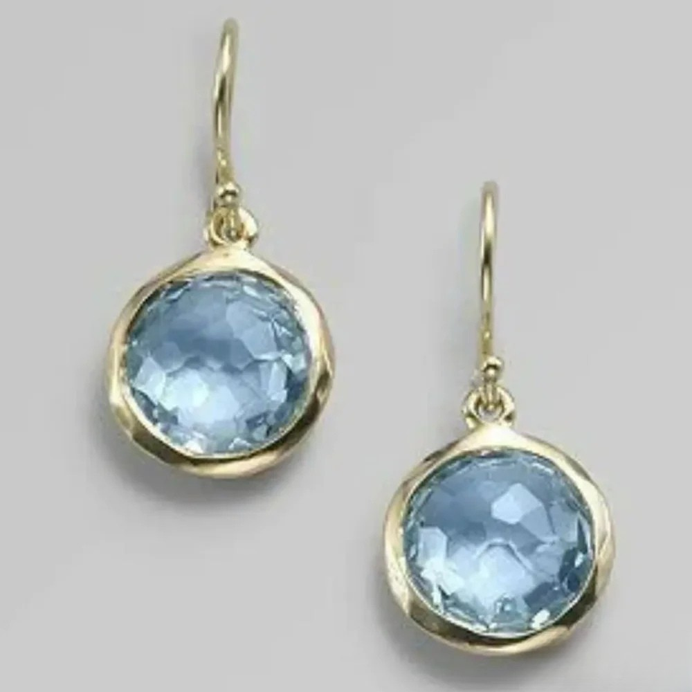 Vintage-Inspired Blue Crystal Inlaid Earrings